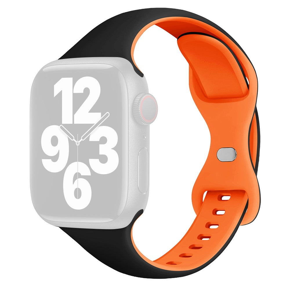 Apple Watch Series 41mm / 40mm / 38mm Watch Band Silicone Strap - Black+Orange