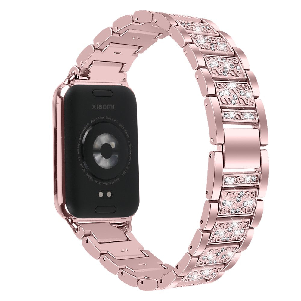 Xiaomi Smart Band 8 Pro S-Shape Rhinestone Zinc Alloy Watch Strap Band - Rose Pink