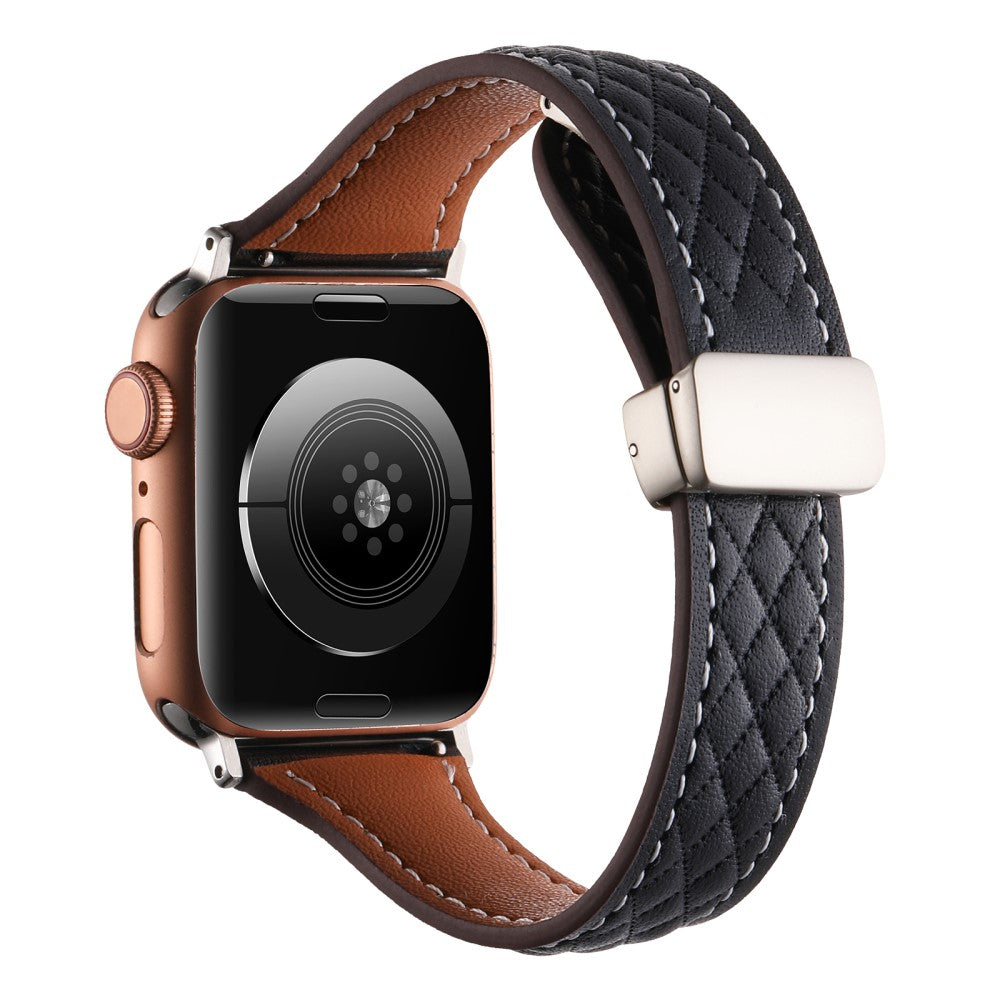 Watch Band Apple Watch Series 41mm - 40mm - 38mm Universal Genuine Cow Leather Strap - Black
