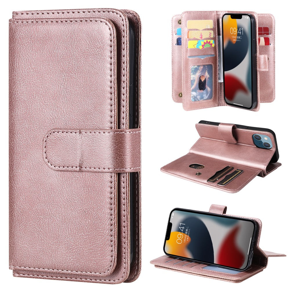 10-slot wallet case for iPhone 15 Plus - Rose Gold