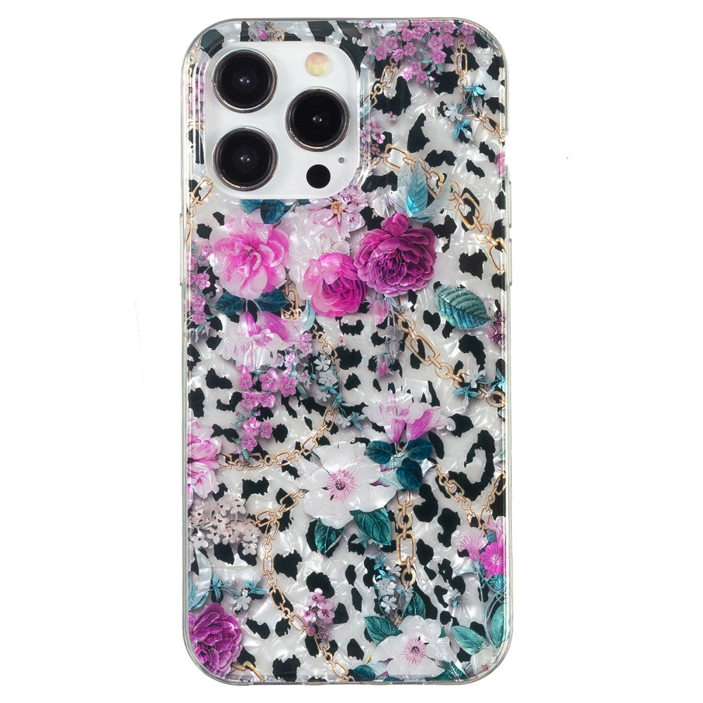 Marble iPhone 15 Pro case - Leopard and Flower