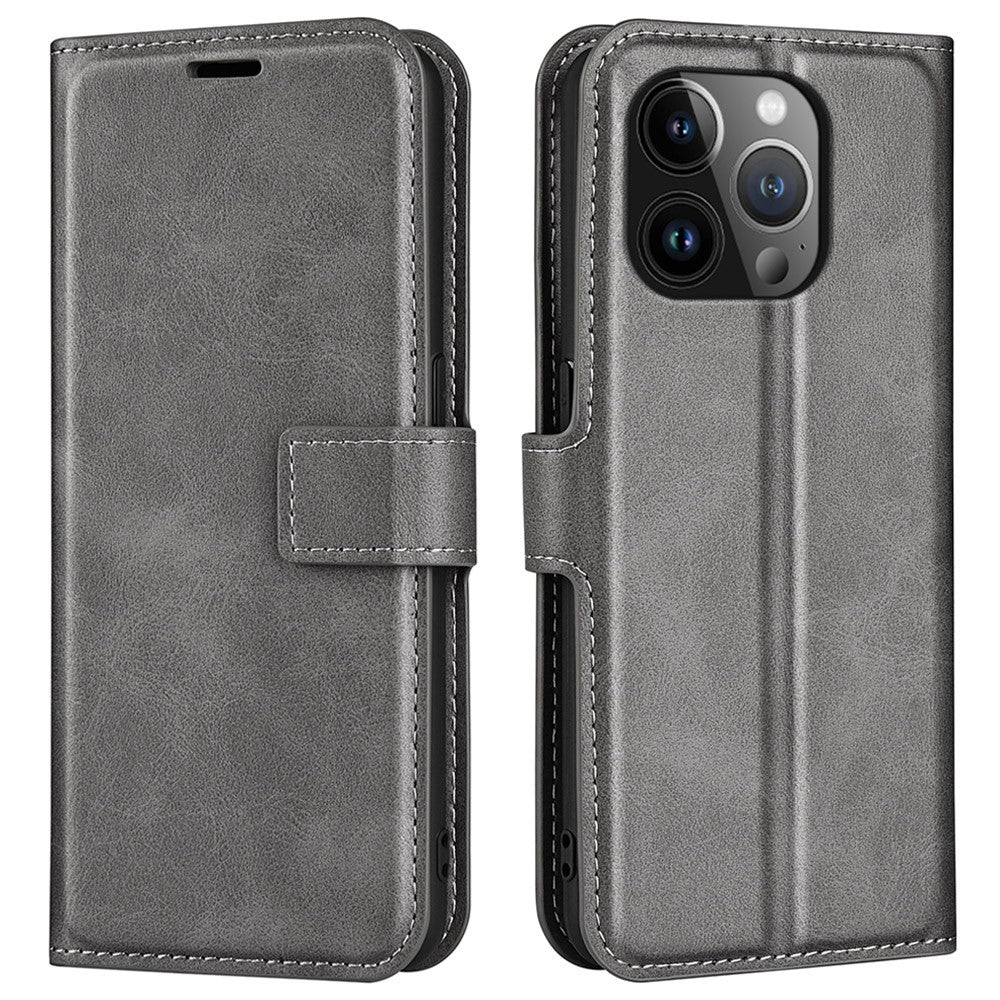 Wallet-style leather case for iPhone 15 Pro - Grey