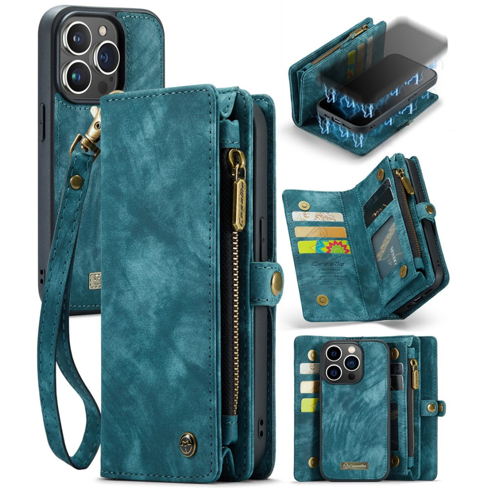 CaseMe iPhone 15 Pro Max Zipper Wallet - Blue