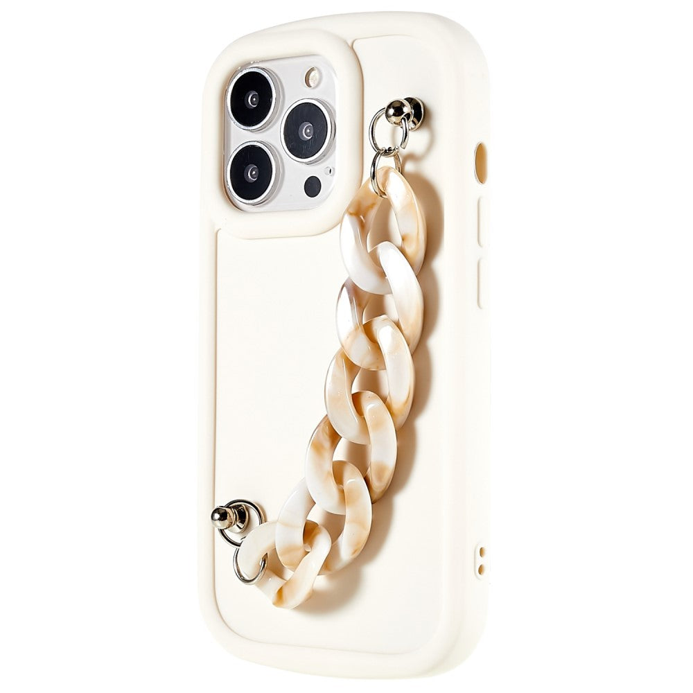 iPhone 13 Pro cover with chain bracelet - Yellow / White Marble Chain