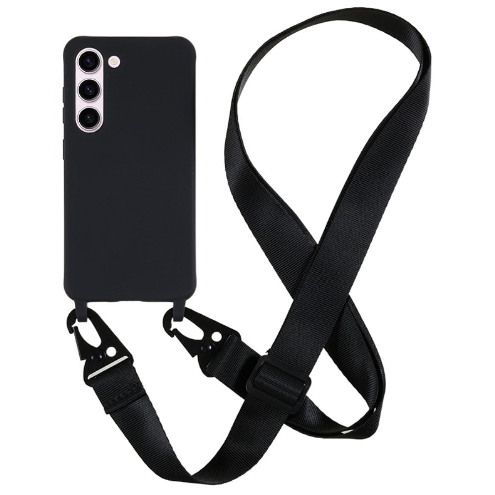 Thin TPU case with a matte finish and adjustable strap for Samsung Galaxy S23 - Black