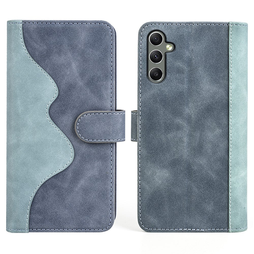 Two-color leather flip case for Samsung Galaxy A24 4G - Blue
