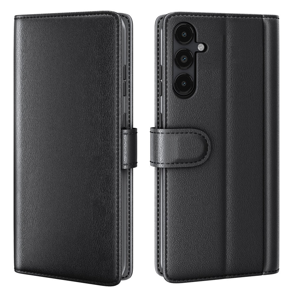 Genuine leather case with credit card slots for Samsung Galaxy M14 - Black