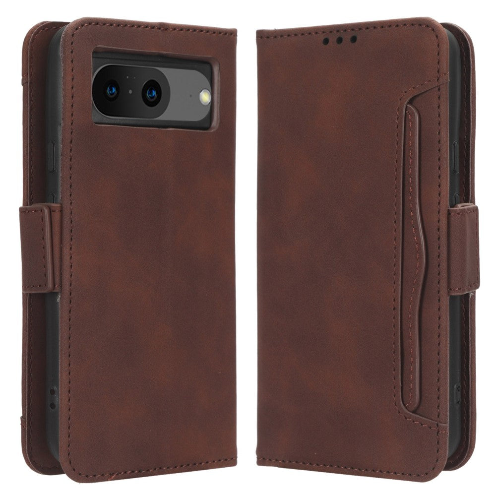 Modern-styled leather wallet case for Google Pixel 8 - Brown