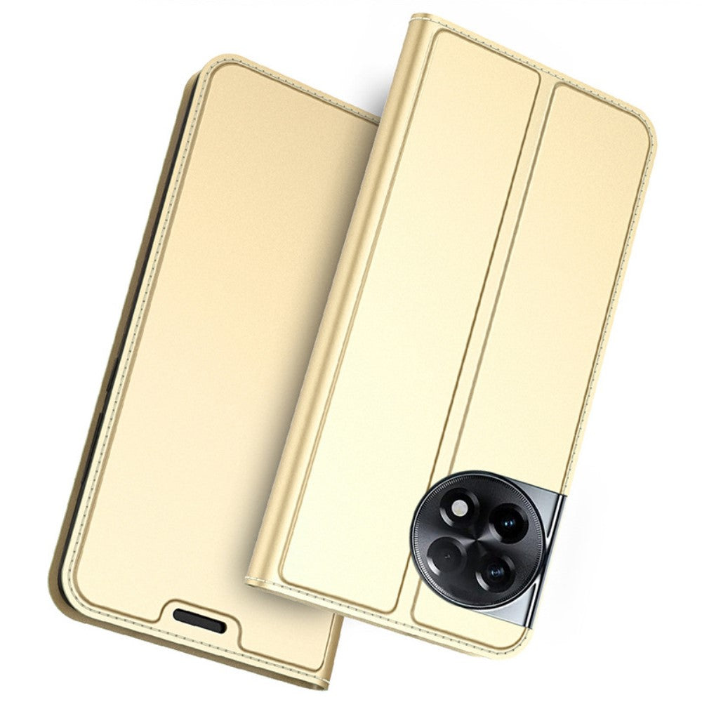 Smooth and thin premium PU leather case for OnePlus Ace 2 5G / 11R 5G - Gold