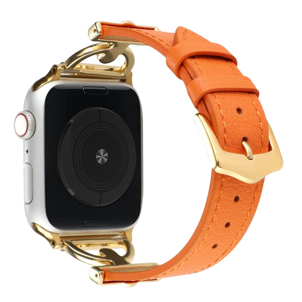 Apple Watch Series 8 (45mm) / Watch Ultra D-shape genuine leather strap - Orange