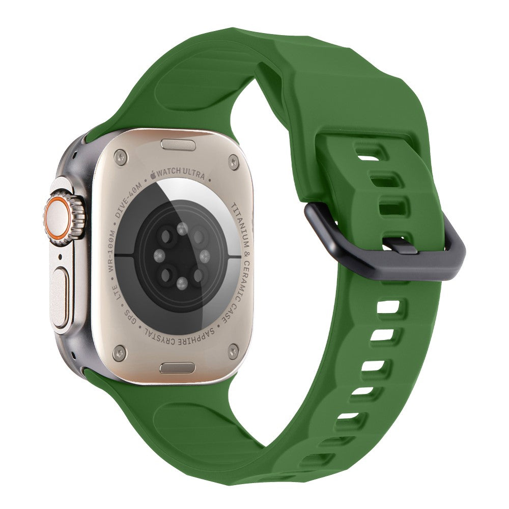 Apple Watch Series 8 (45mm) / Watch Ultra wave surface style silicone strap - Army Green