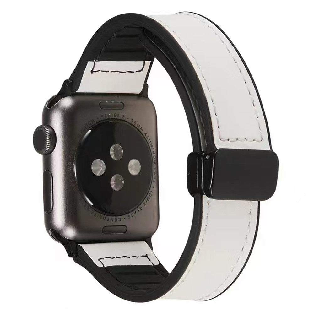 Apple Watch Series 9 41mm leather and silicone strap - White