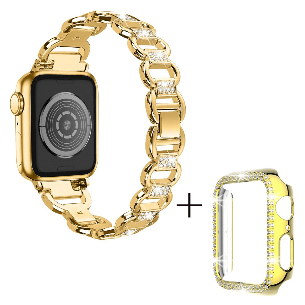 Apple Watch Series 3/2/1 42mm rhinestone décor alloy strap with cover - Gold