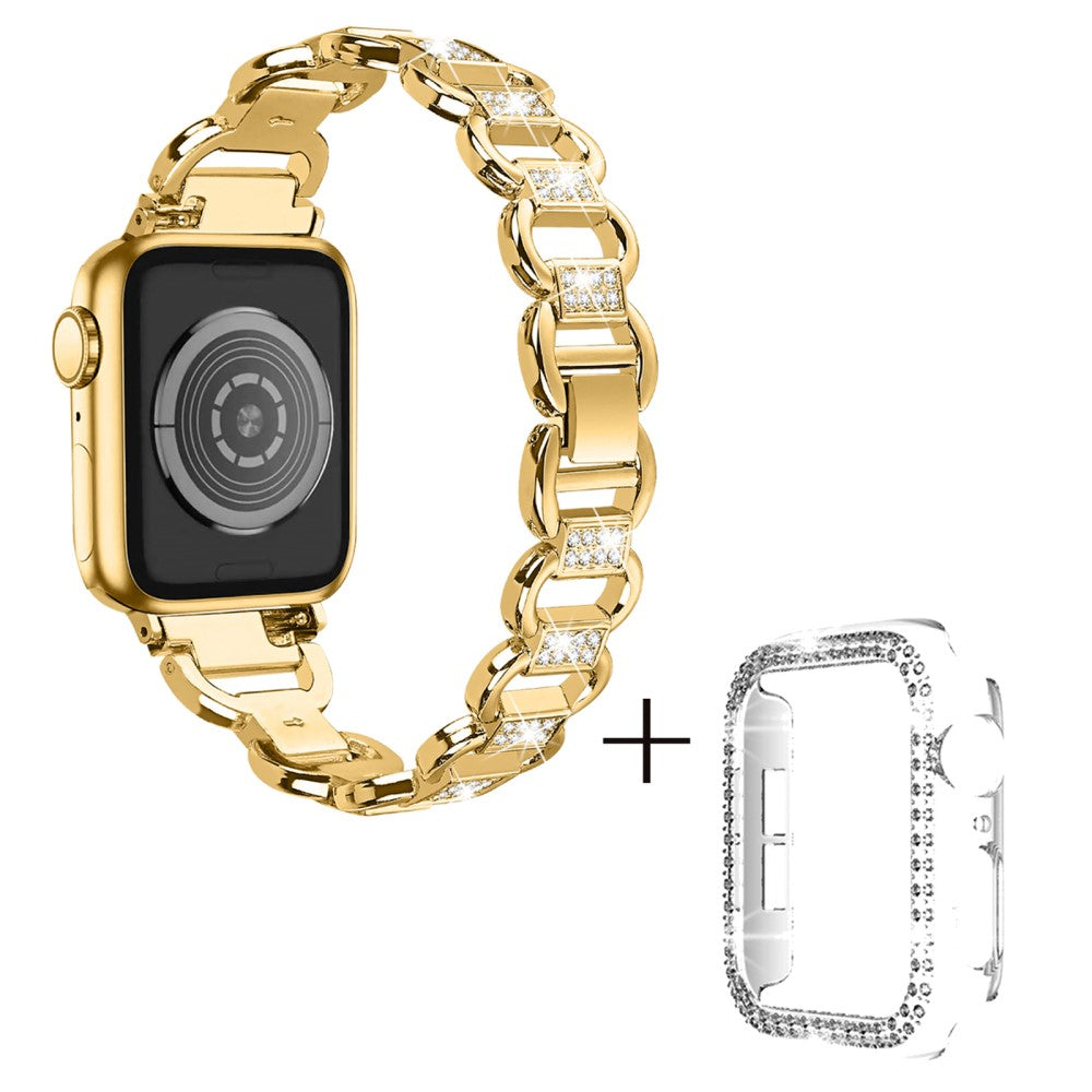 Apple Watch Series 3/2/1 38mm rhinestone décor alloy strap with transparent cover - Gold