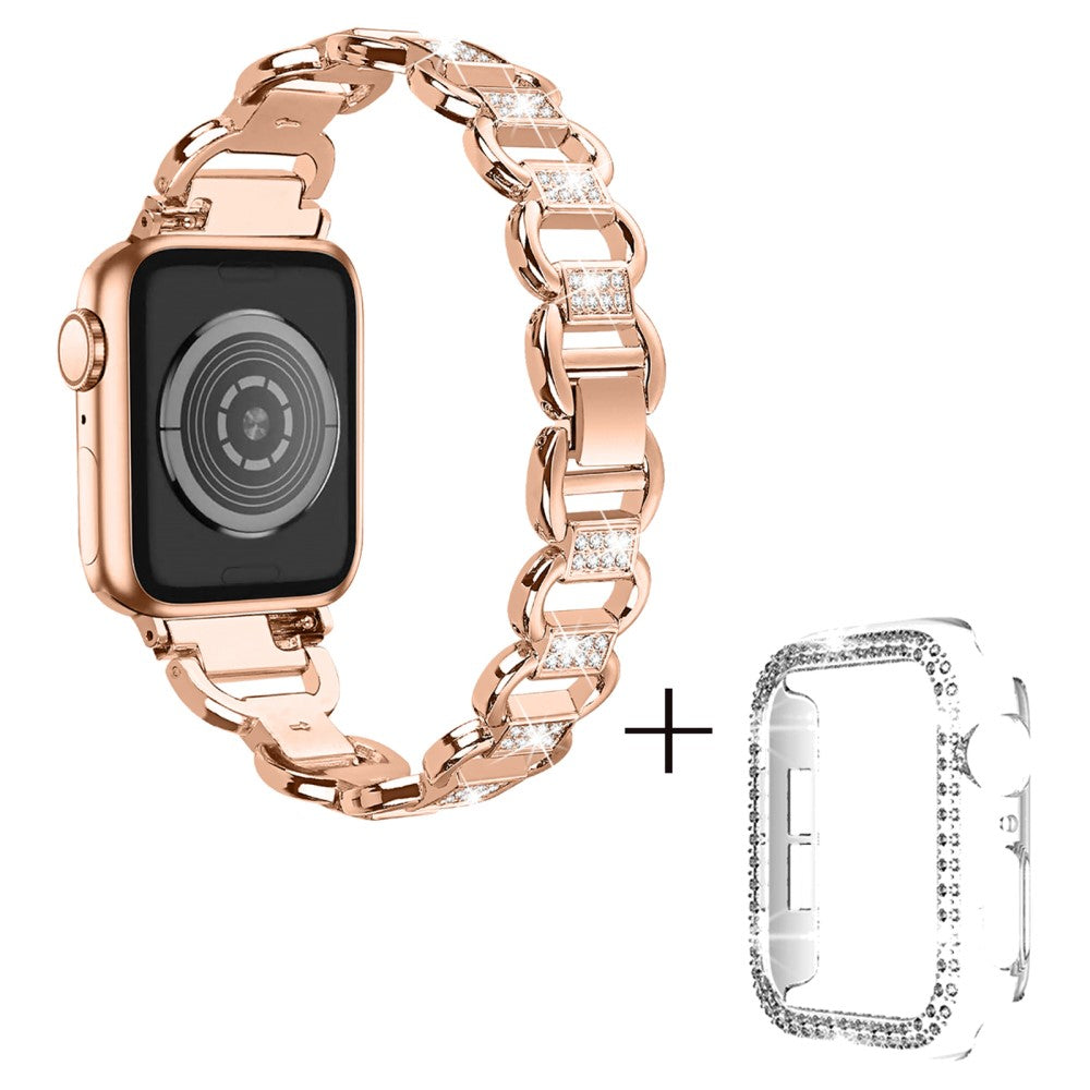 Apple Watch Series 3/2/1 38mm rhinestone décor alloy strap with transparent cover - Rose Gold