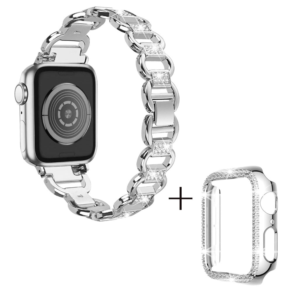 Apple Watch Series 3/2/1 38mm rhinestone décor alloy strap with cover - Silver