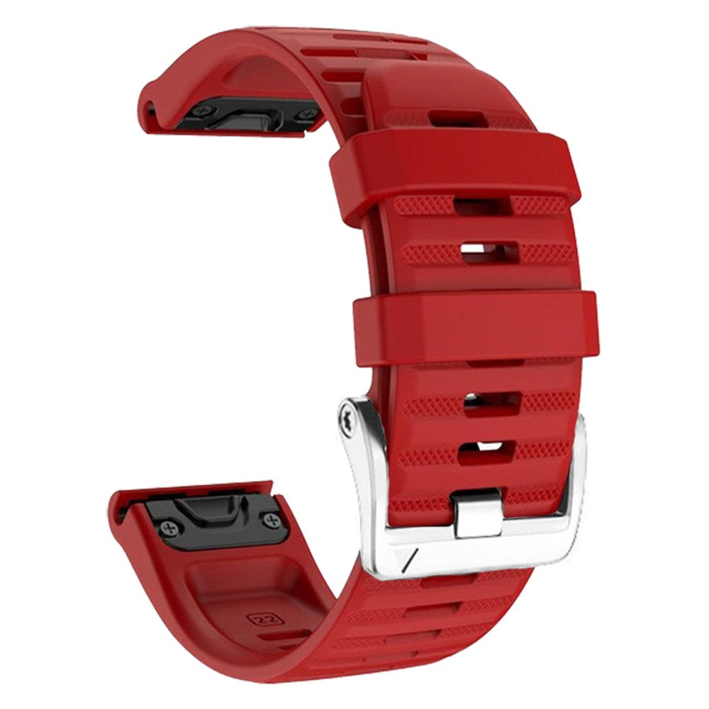 Silicone strap with silver buckle for Garmin / Amazfit and Coros watch - Red