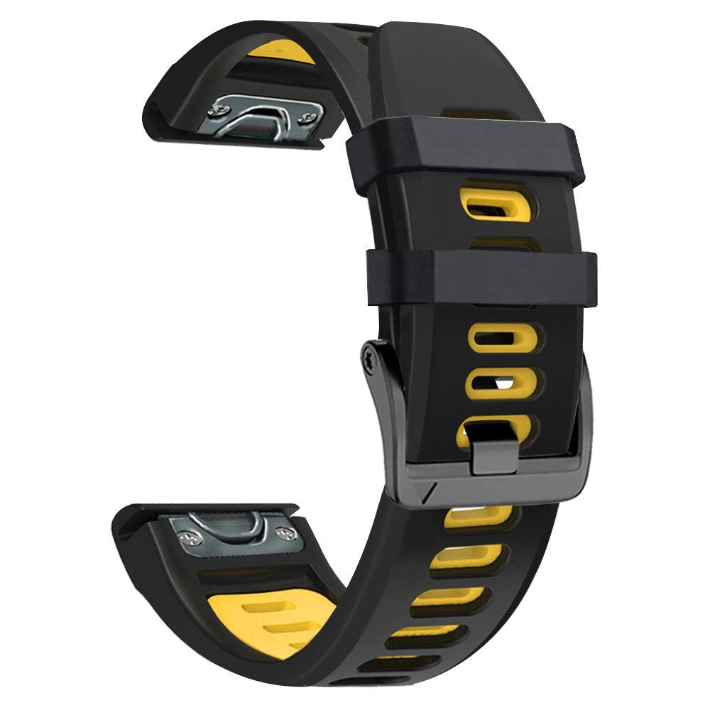 22mm dual-color silicone strap for Amazfit / Garmin / Coros watch - Black+Yellow