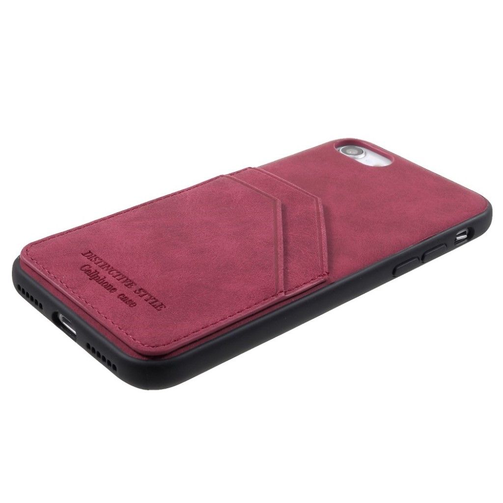 iPhone 7 / 8 retro style leather coated case - Wine Red