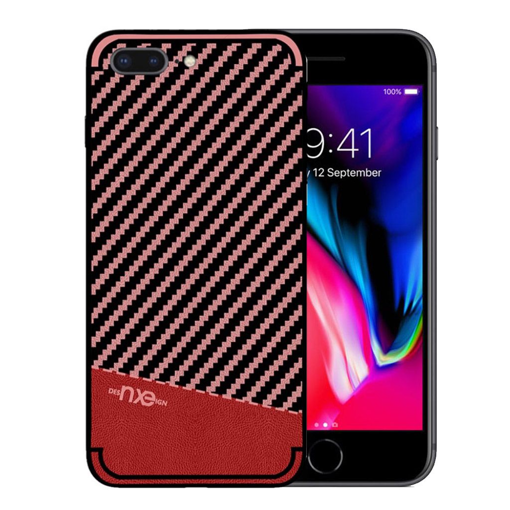 NXE iPhone 7 Plus / 8 Plus carbon fiber grain TPU case - Red