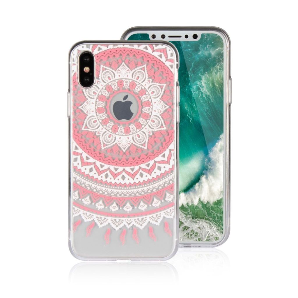 iPhone X mandala flower TPU combo case - Pink