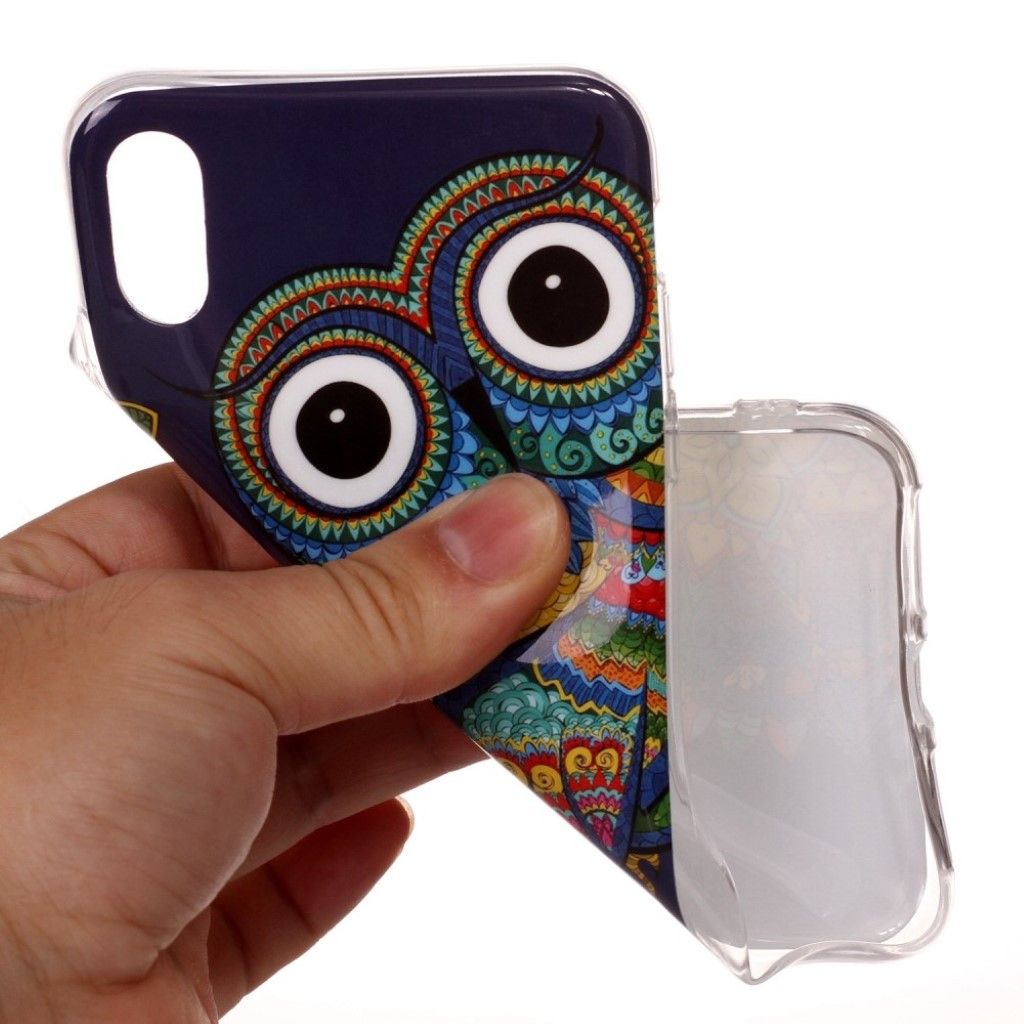 iPhone Xr luminous pattern flexible case - Colorful Owl