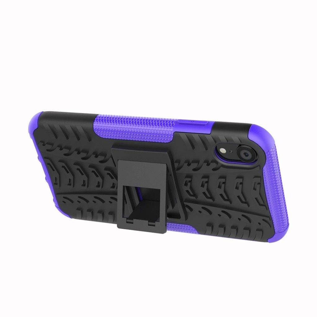 iPhone Xr tire pattern kickstand combo case - Purple