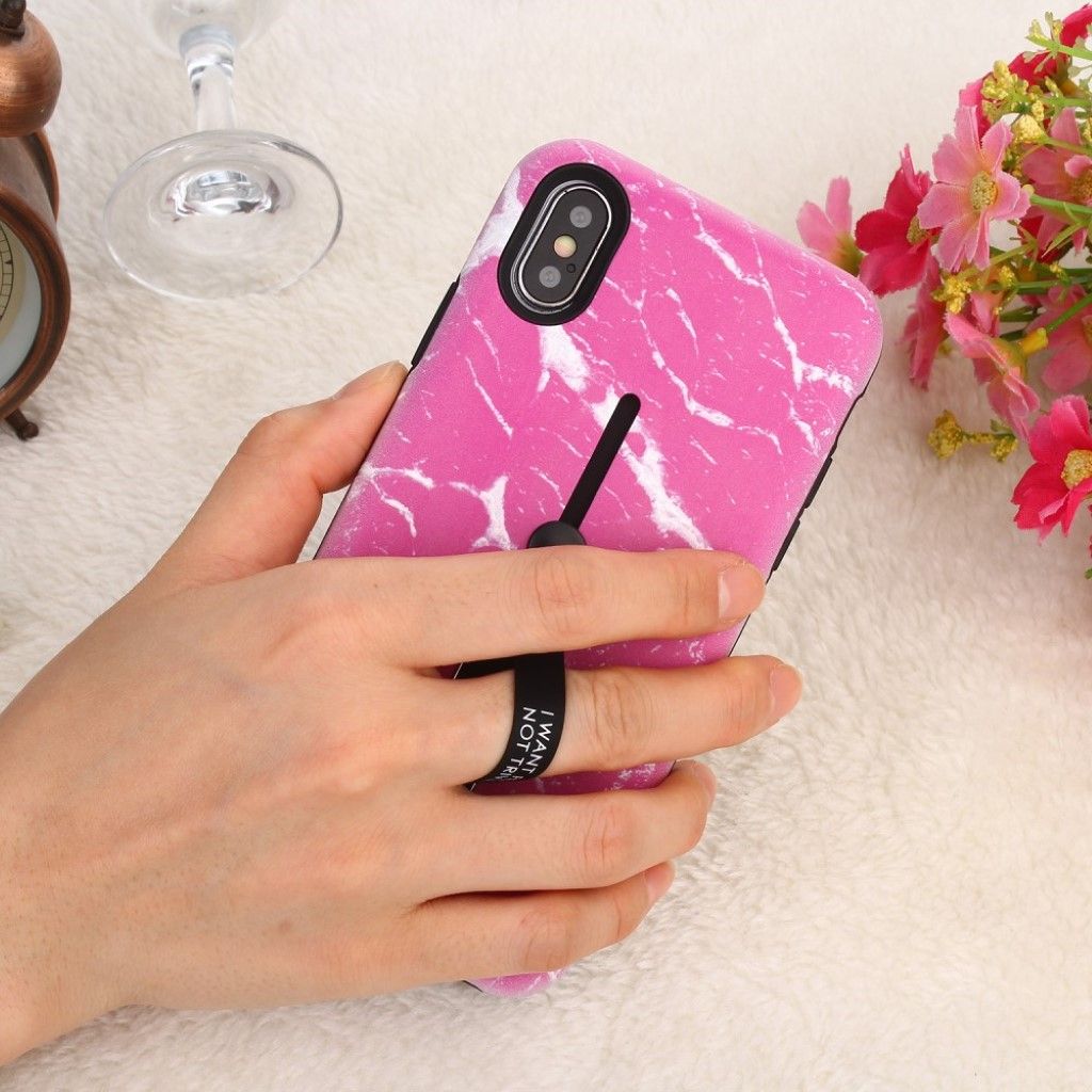 iPhone Xr marble pattern combo case - Rose