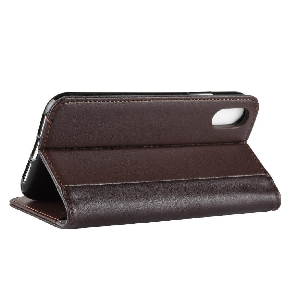 iPhone Xr genuine split leather case - Coffee