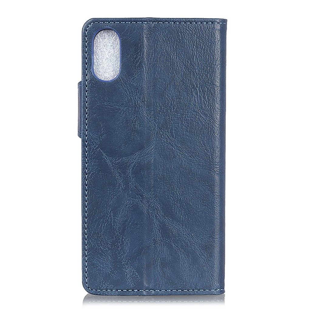 Crazy Horse iPhone Xr S-shape leather flip case - Blue