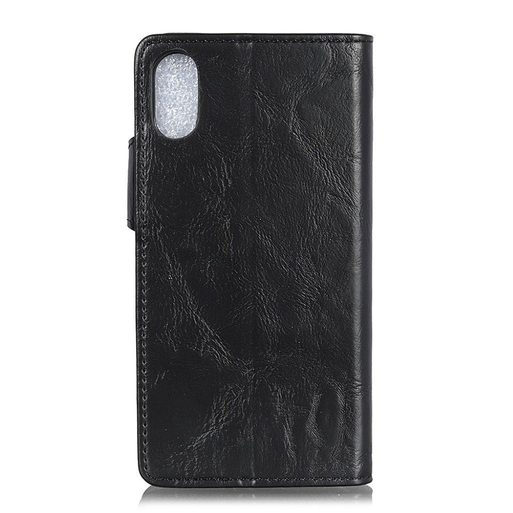 Crazy Horse iPhone Xr S-shape leather flip case - Black