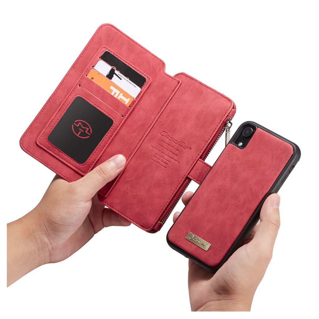 CASEME iPhone Xr 2-in-1 split leather case - Red