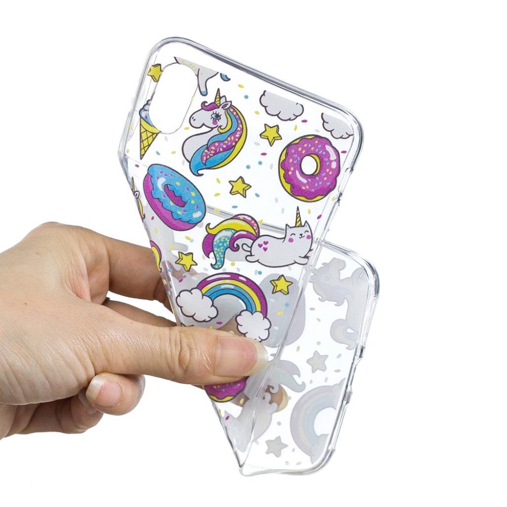 iPhone Xs Max pattern printing gel case - Doughnuts and Unicorns