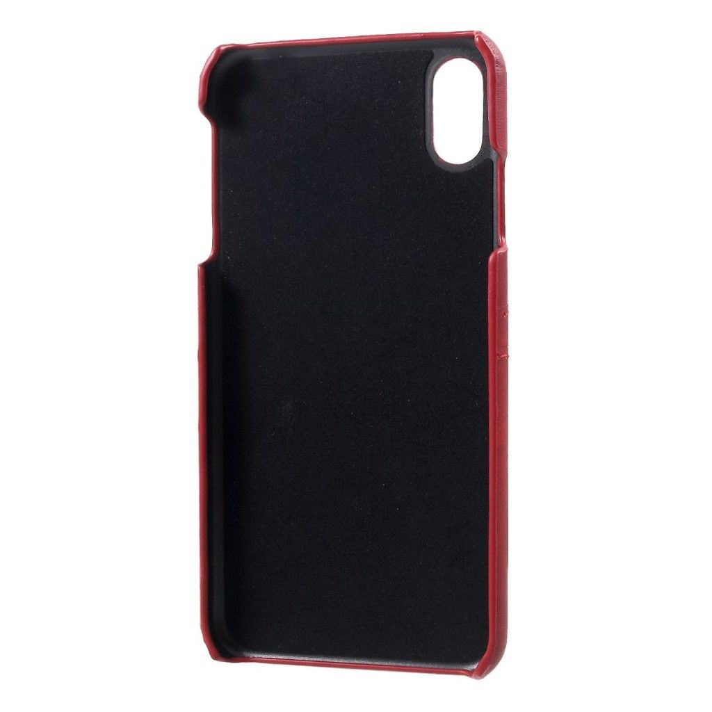iPhone Xs Max double card slots leather case - Red