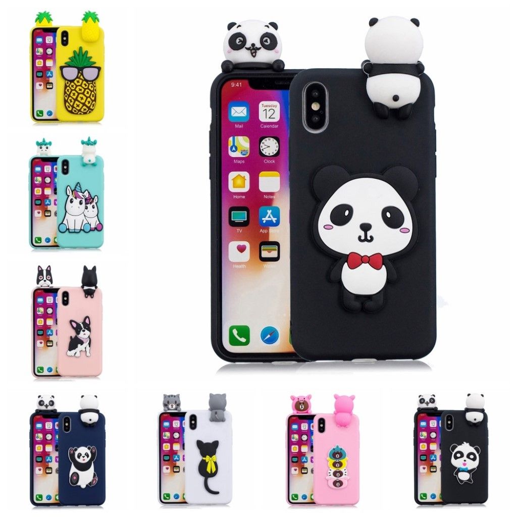 iPhone Xs Max 3D pattern soft case - Cute Panda with Bowknot