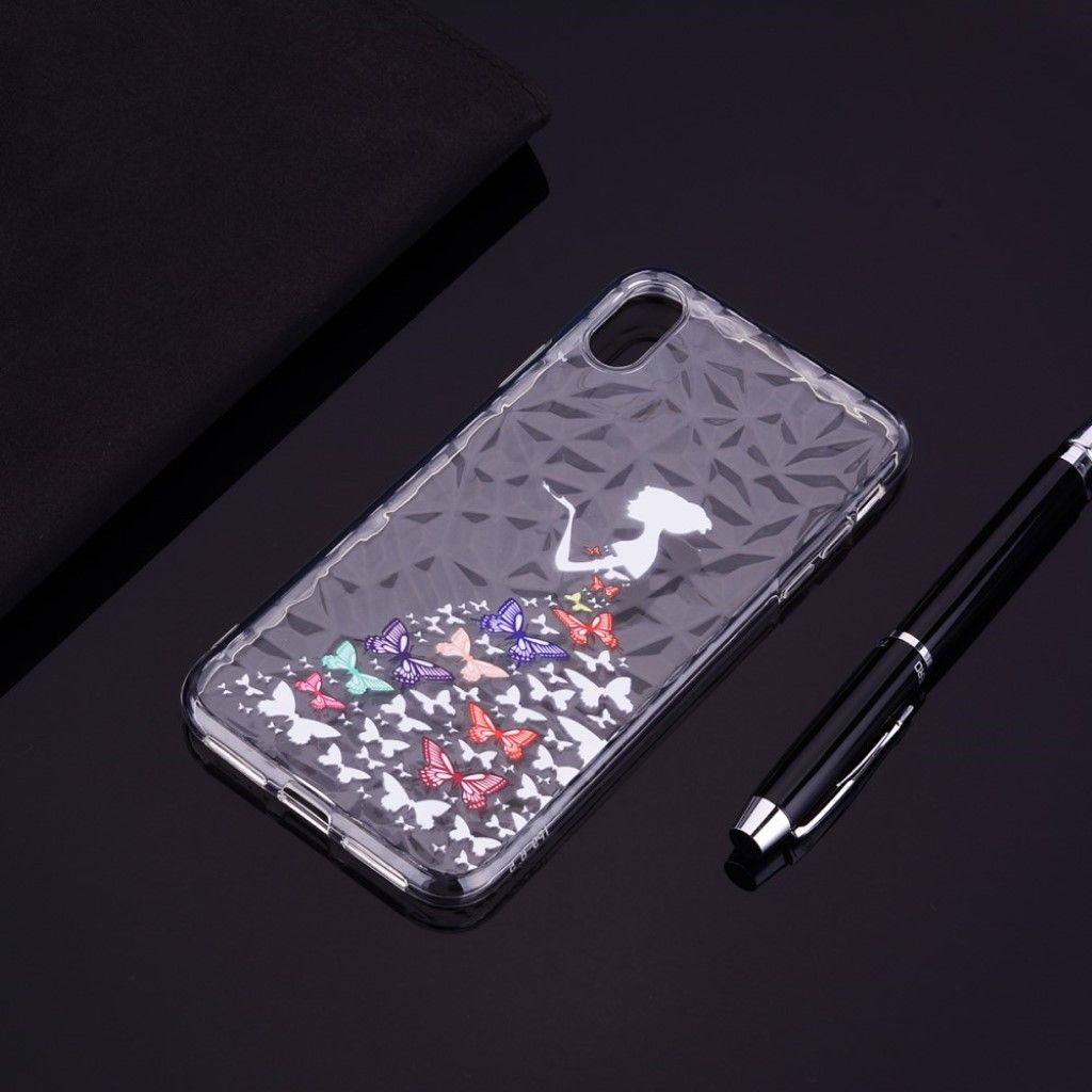 iPhone Xs Max patterned 3D diamond texture case - Butterfly Girl