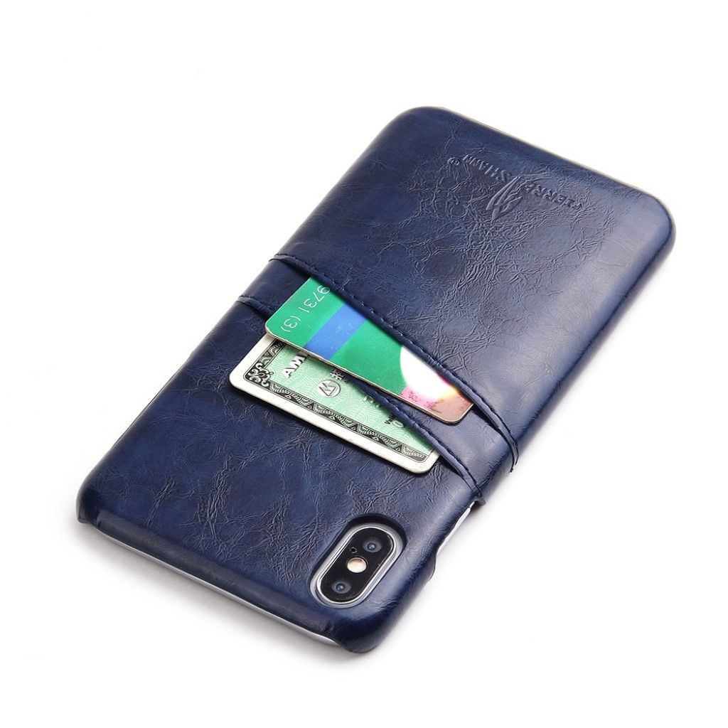 FIERRE SHANN iPhone Xs Max oil wax leather case - Blue