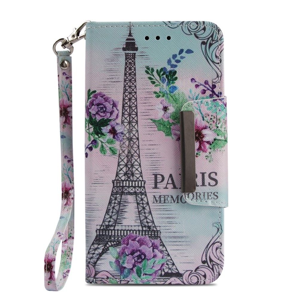 iPhone Xs Max pattern printing leather flip case - Eiffel Tower