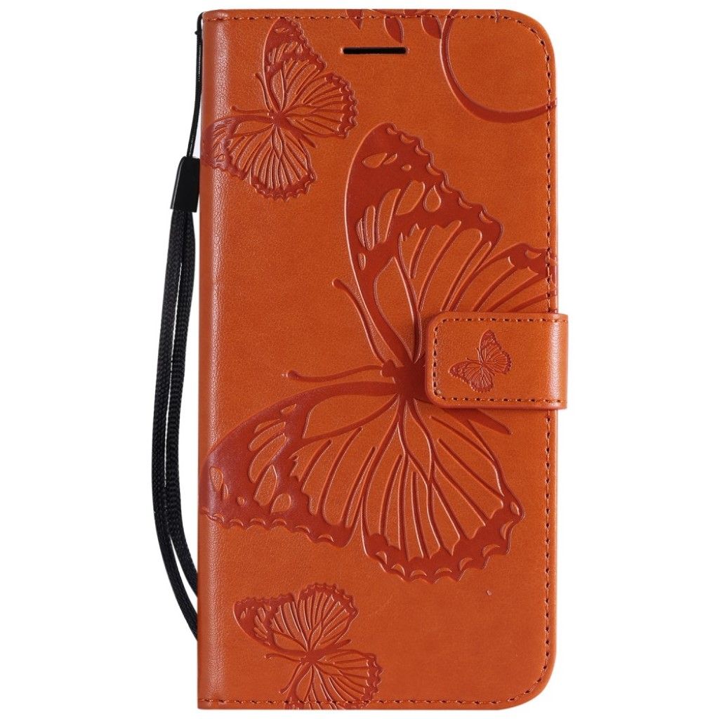 iPhone Xs Max imprinted butterfly leather flip case - Orange