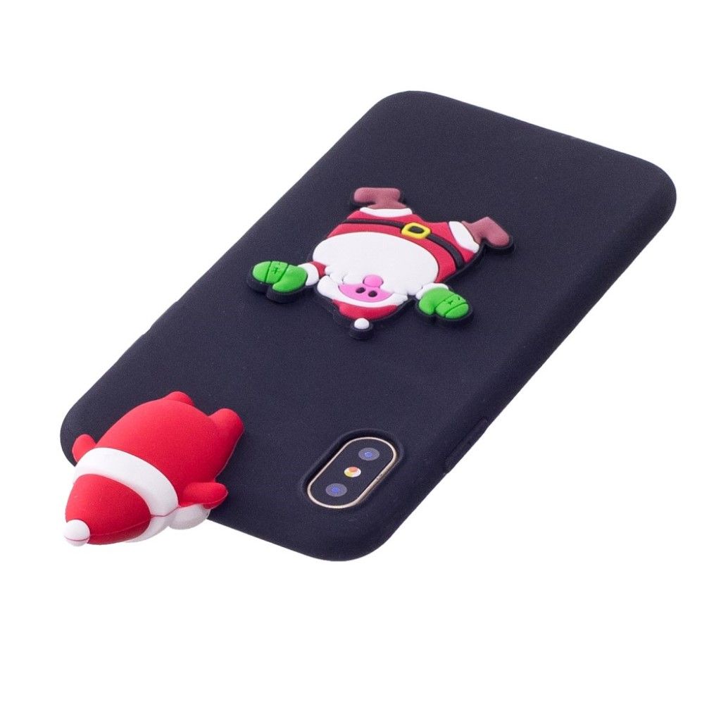 iPhone XS 3D christmas pattern case - Dark Blue Background with Santa Claus