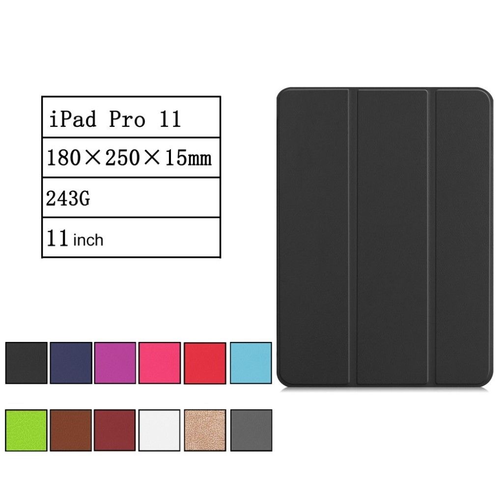 iPad Pro 11 inch (2018) tri-fold smart leather case - Black