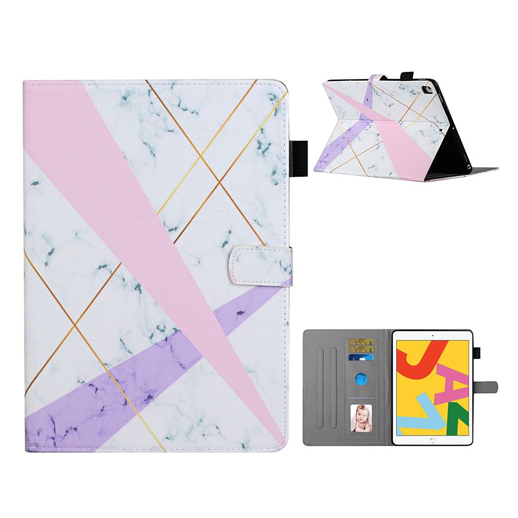 iPad 10.2 (2019) vibrant pattern printing leather case - Pink and Purple