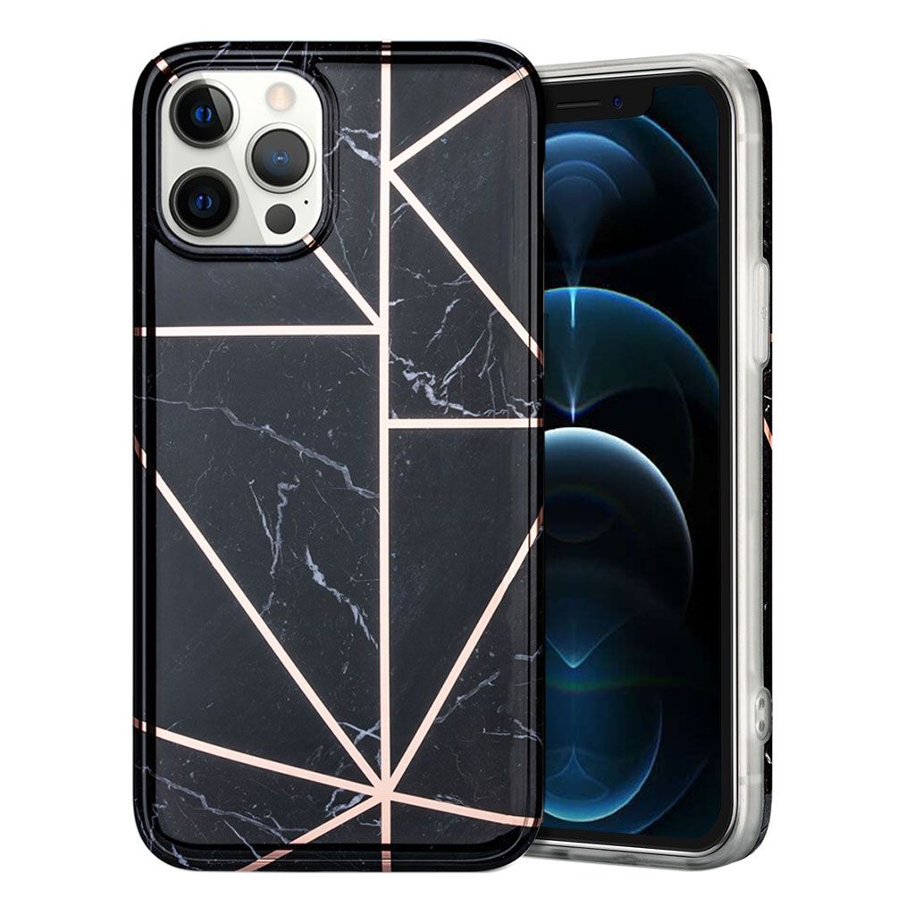 Marble iPhone 12 / 12 Pro case - Black