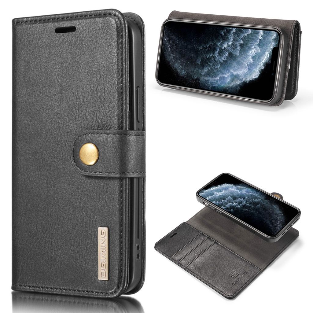 DG.MING iPhone 12 / 12 Pro 2-in-1 Wallet Case - Black