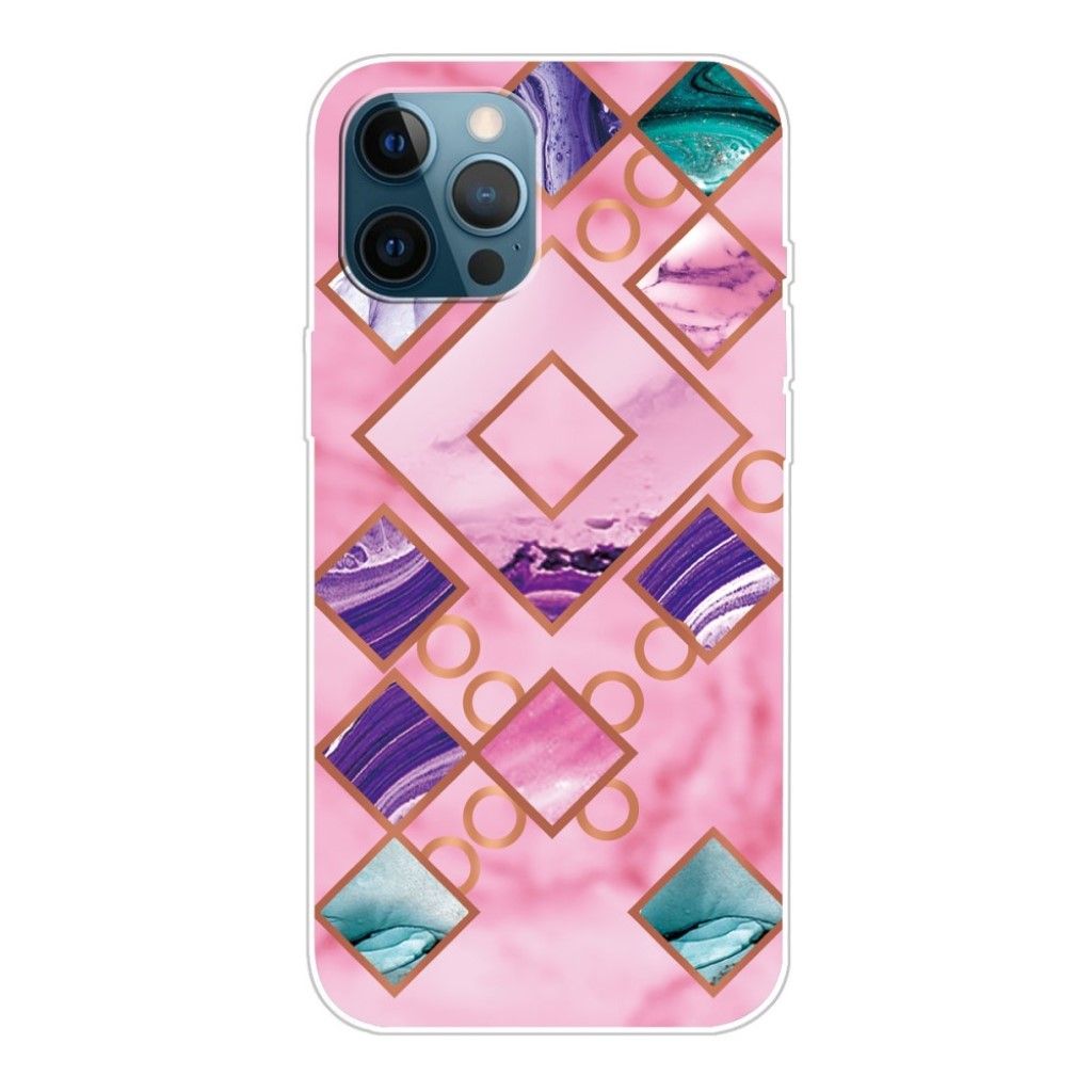 Marble iPhone 12 Pro Max case - Rose in Diamond shapes