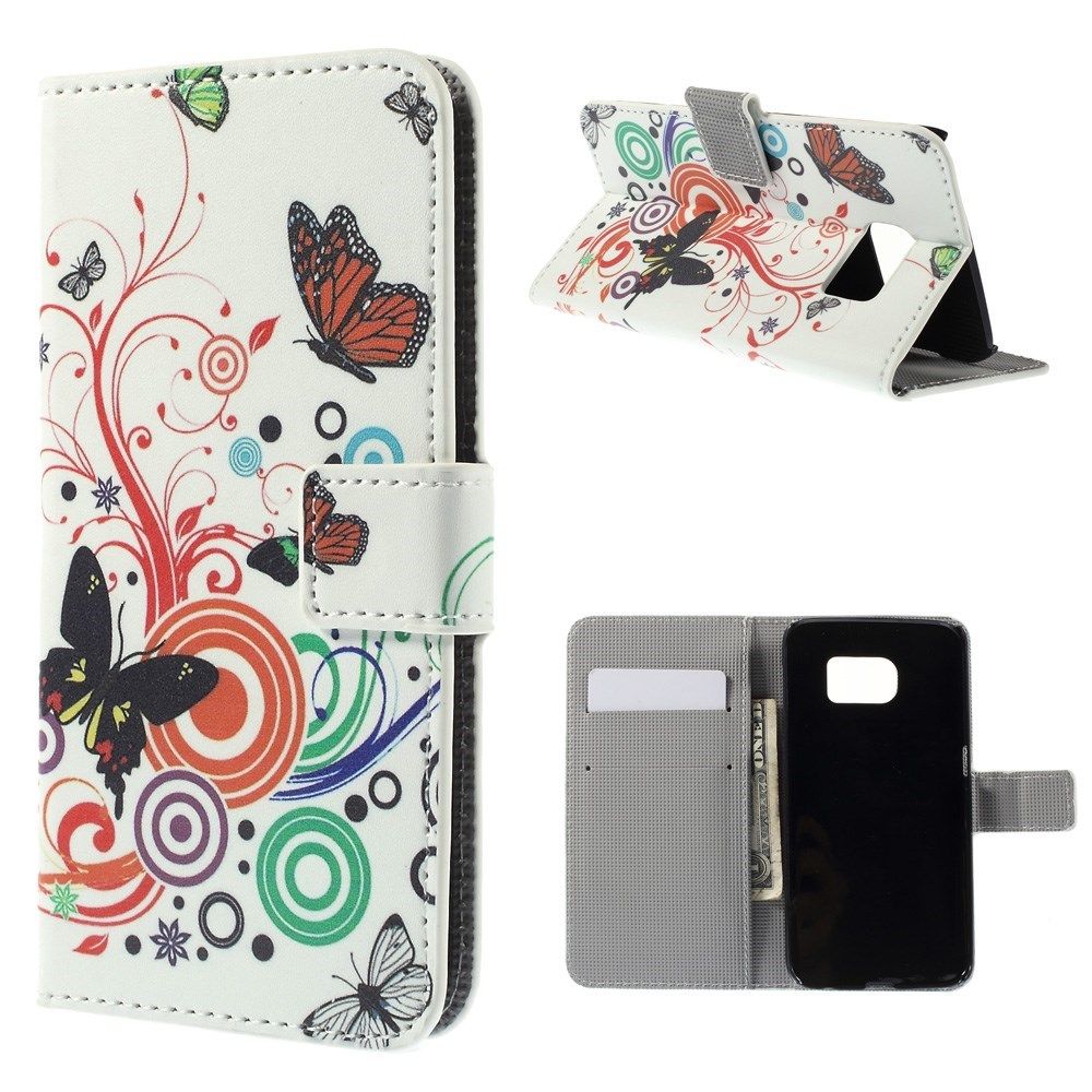 Moberg Samsung Galaxy S6 Edge Leather Card Holder Case - Butterflies And Circles