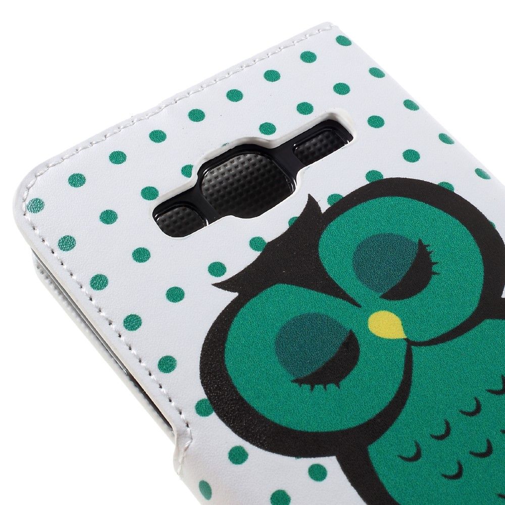 Hagerup Wallet Leather Case for Samsung Galaxy J3 (2016) - Sleeping Owl on the Branch