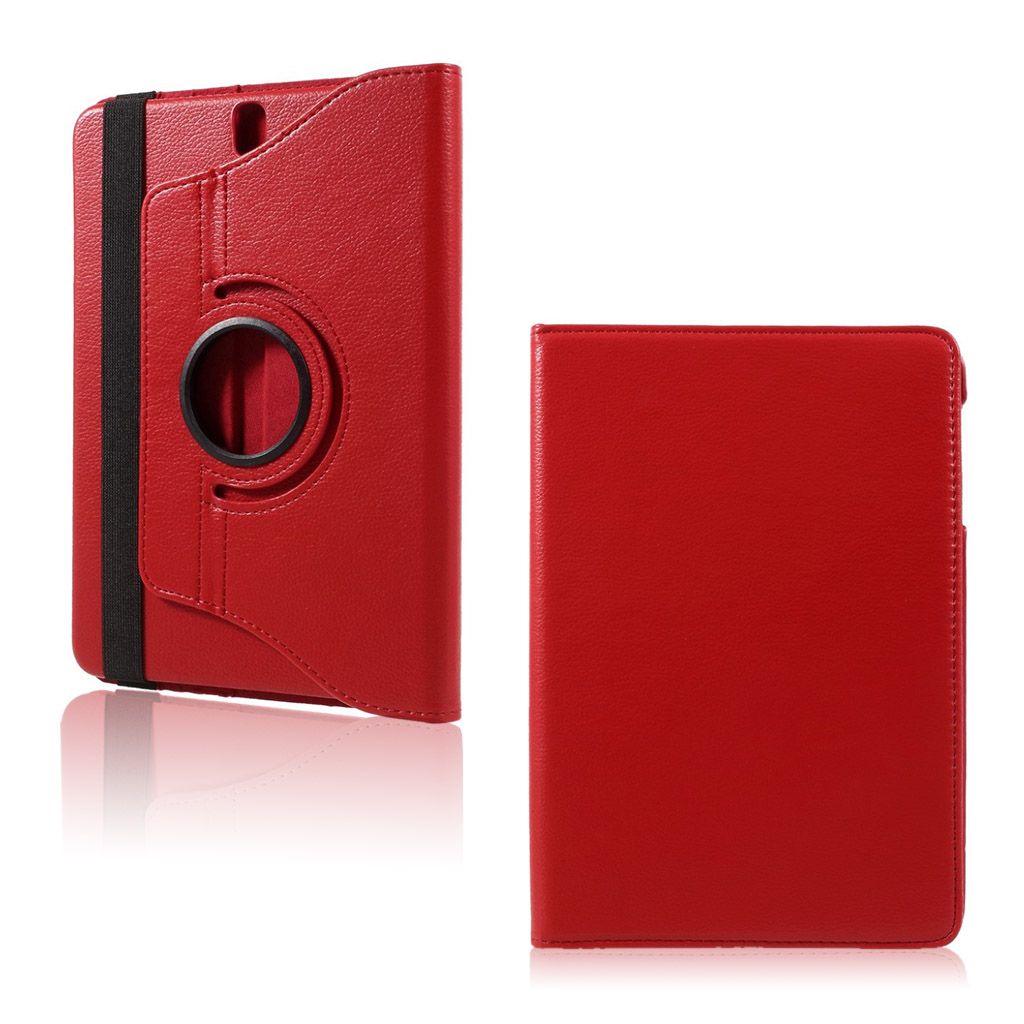 Samsung Galaxy Tab S3 litchi texture rotating PU leather case - Red