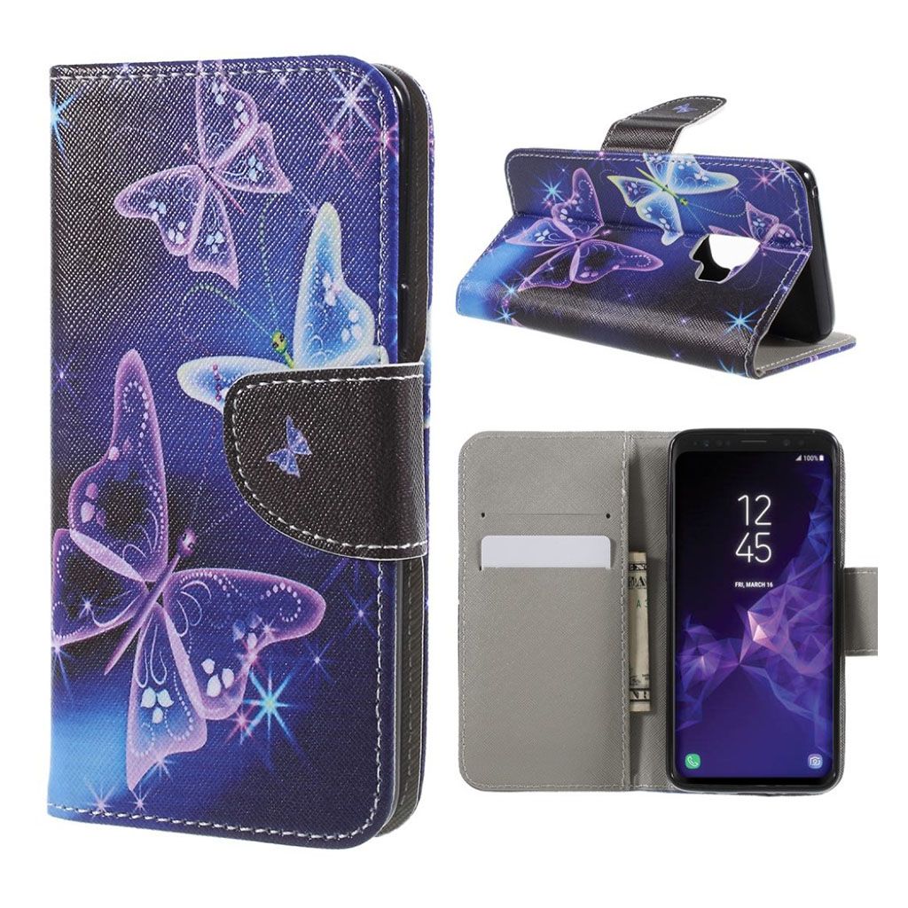 Samsung Galaxy S9 patterned cross grain leather case - Crystal Butterfly