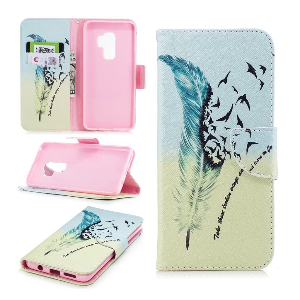 Samsung Galaxy S9 Plus pattern printing leather flip case - Feather and Birds